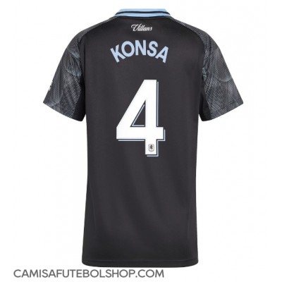 Camisa de time de futebol Aston Villa Ezri Konsa #4 Replicas 2º Equipamento Feminina 2025-26 Manga Curta Camisa de time de futebol Aston Villa Ezri Konsa #4 Replicas 2º Equipamento Feminina 2025-26 Manga Curta